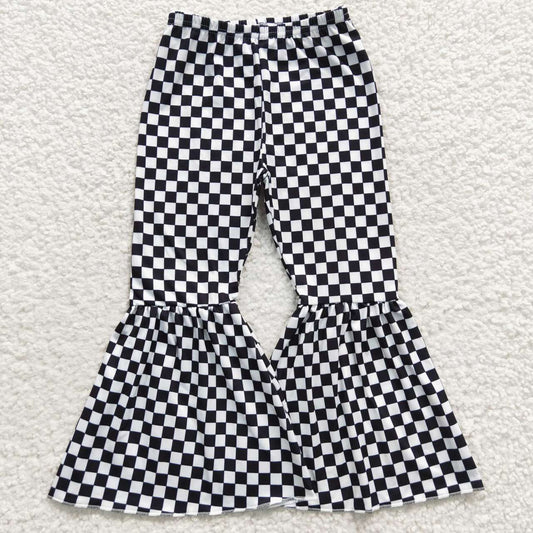P0146 Baby Girl Black Checkered Bell Pants