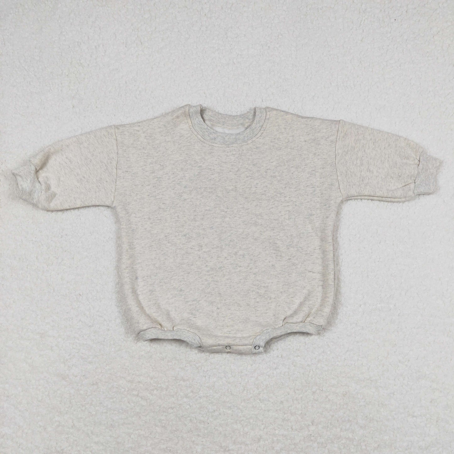 Baby Boy Long Sleeves Light Grey Cotton Sweater Romper