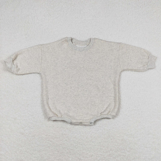 Baby Boy Long Sleeves Light Grey Cotton Sweater Romper