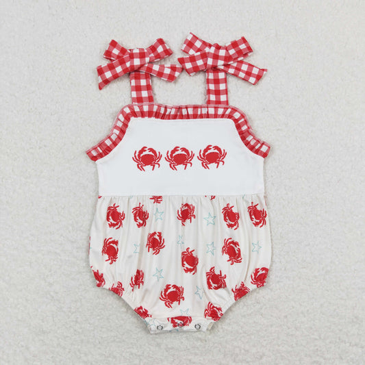 Baby Girl Sleeveless Crabs One Piece Romper