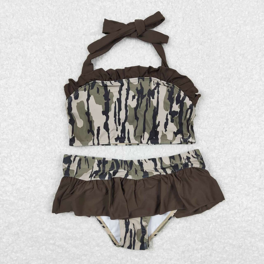 S0253 Baby Girl Sleeveless Camo Set Summer Swimsuit