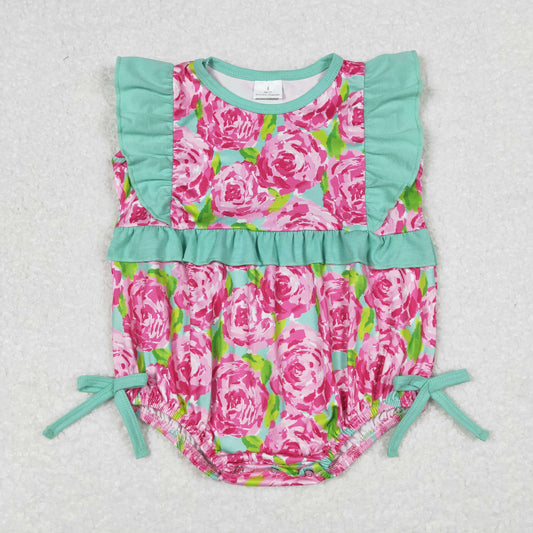 Baby Girl Short Sleeves Floral Bubble One Piece Summer Romper