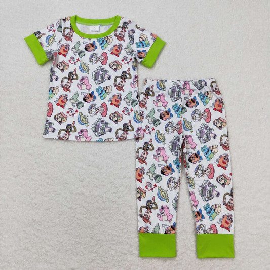 Baby Boy Short Sleeves Toys Shirt Pants Pajamas Green Set