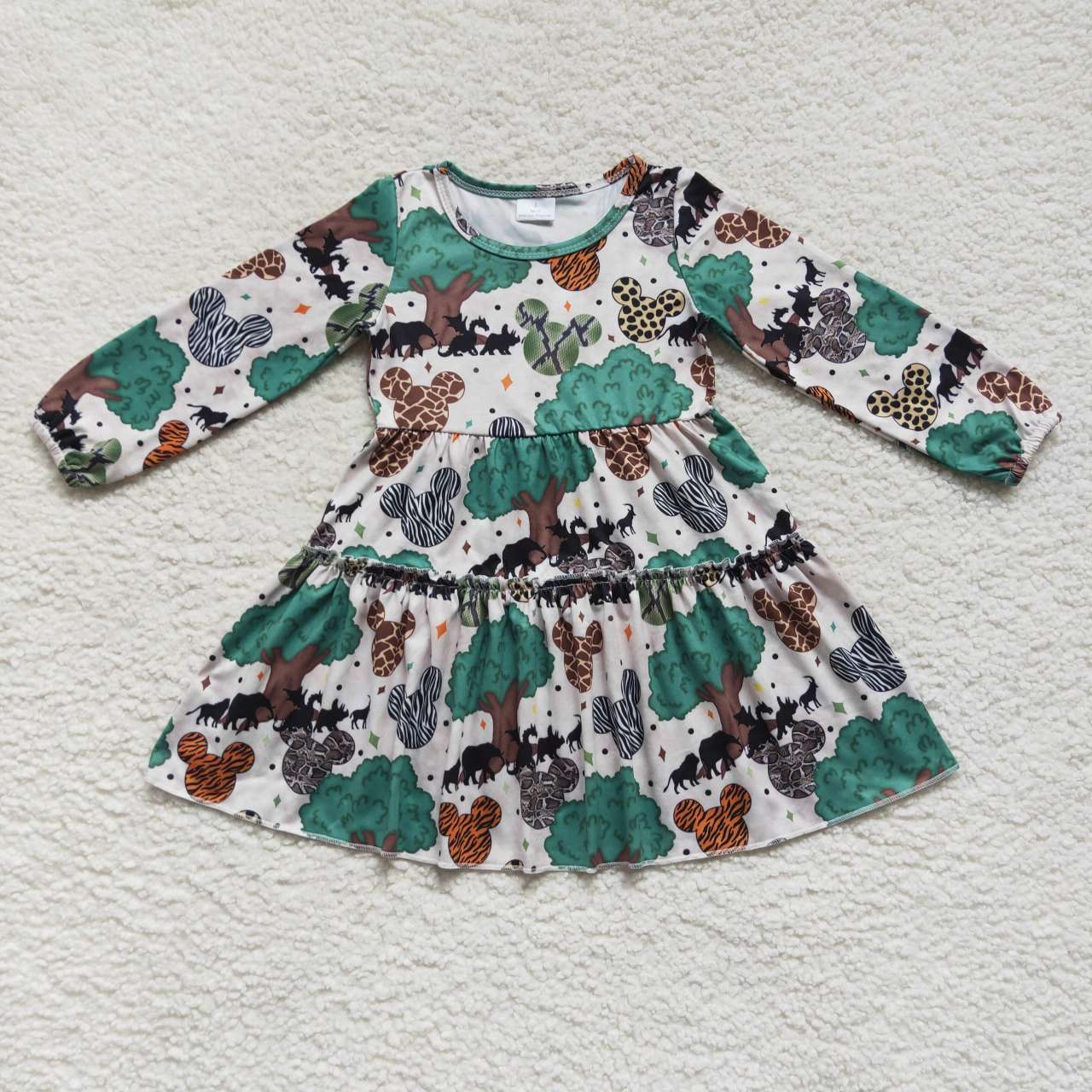 GLD0260 Baby Girl Tree Cartoon Long Sleeves Dress