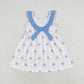 Baby Girl Sleeveless Flower Blue Bow Dress