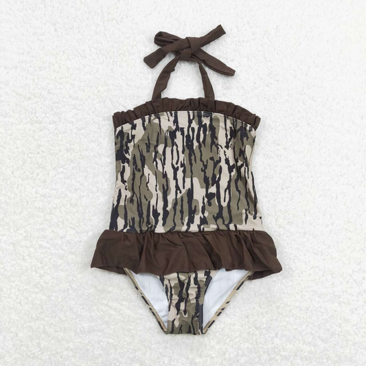 S0192 Baby Girl Sleeveless Camo One Piece Summer Swimsuit