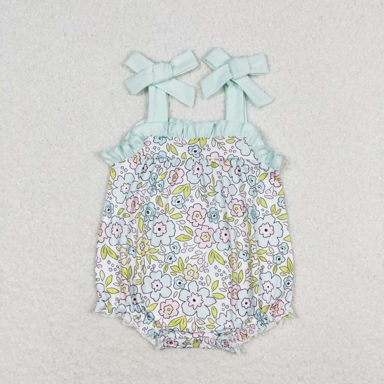 Newborn Baby Girl Sleeveless Floral Summer Bubble Romper