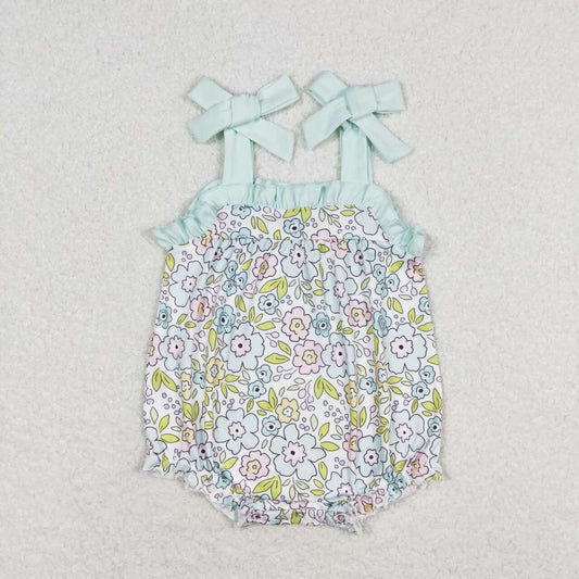 Newborn Baby Girl Sleeveless Floral Summer Bubble Romper