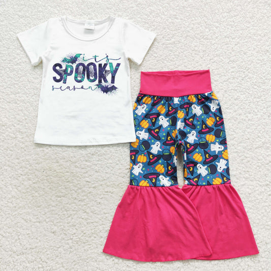 GSPO0800 Baby Girl Spooky Ghost Pumpkin Bell Pants Halloween Outfit