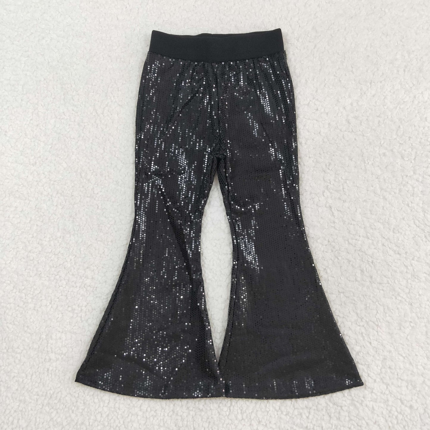 Baby Girl Black Sequins Bell Bottom Pants