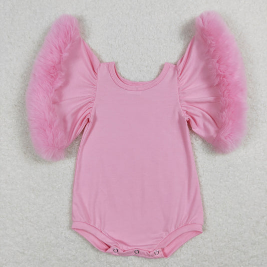 SR0583 Baby Girl Pink Short Sleeves Valentine's Day Cotton Romper