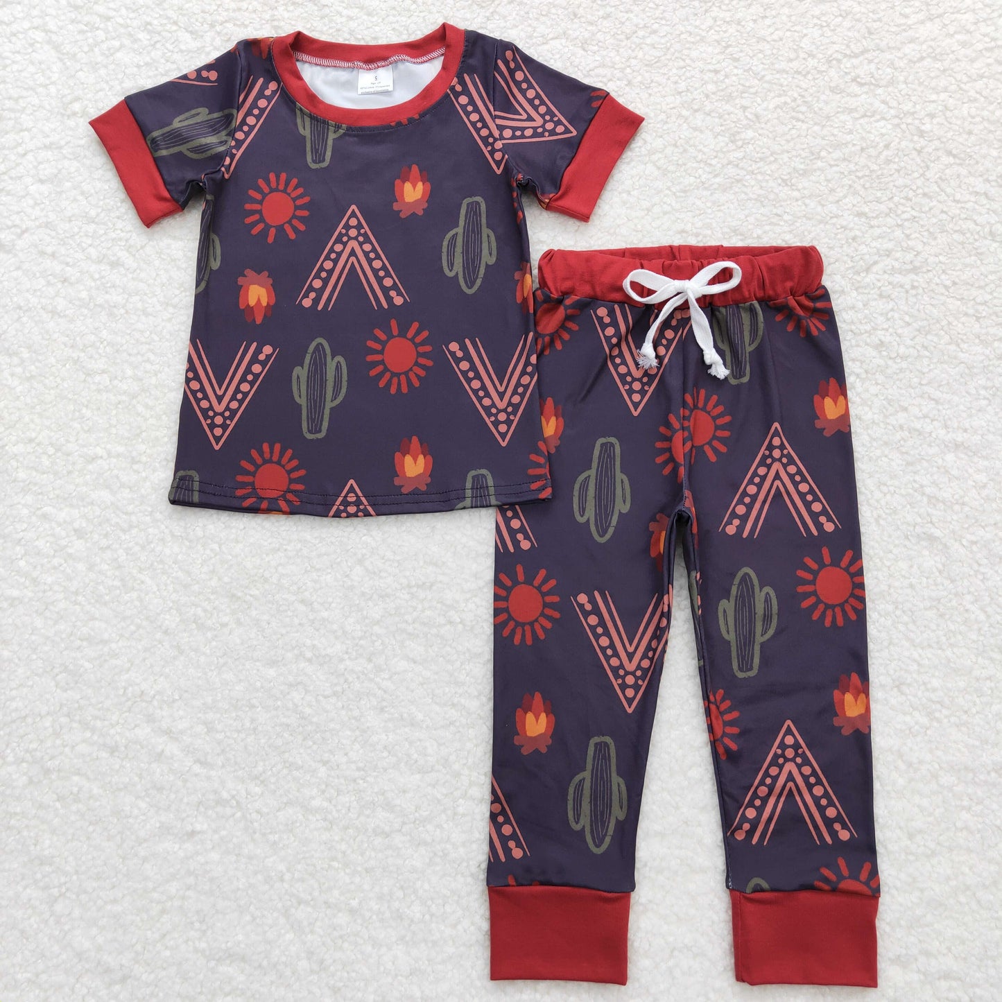 Baby Boy Short Sleeves Cactus Shirt Pants Western Pajamas Set