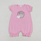 Baby Girl Short Sleeves Embroidery Baseball Pink One Piece Romper