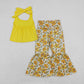 Baby Girl Sleeveless Yellow Tops Floral Bell Pants Set