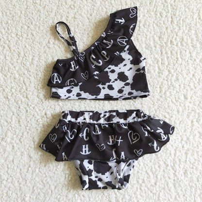 Baby Girl Western Print Ruffle Beach Wear Sibling Swimsuit RTS