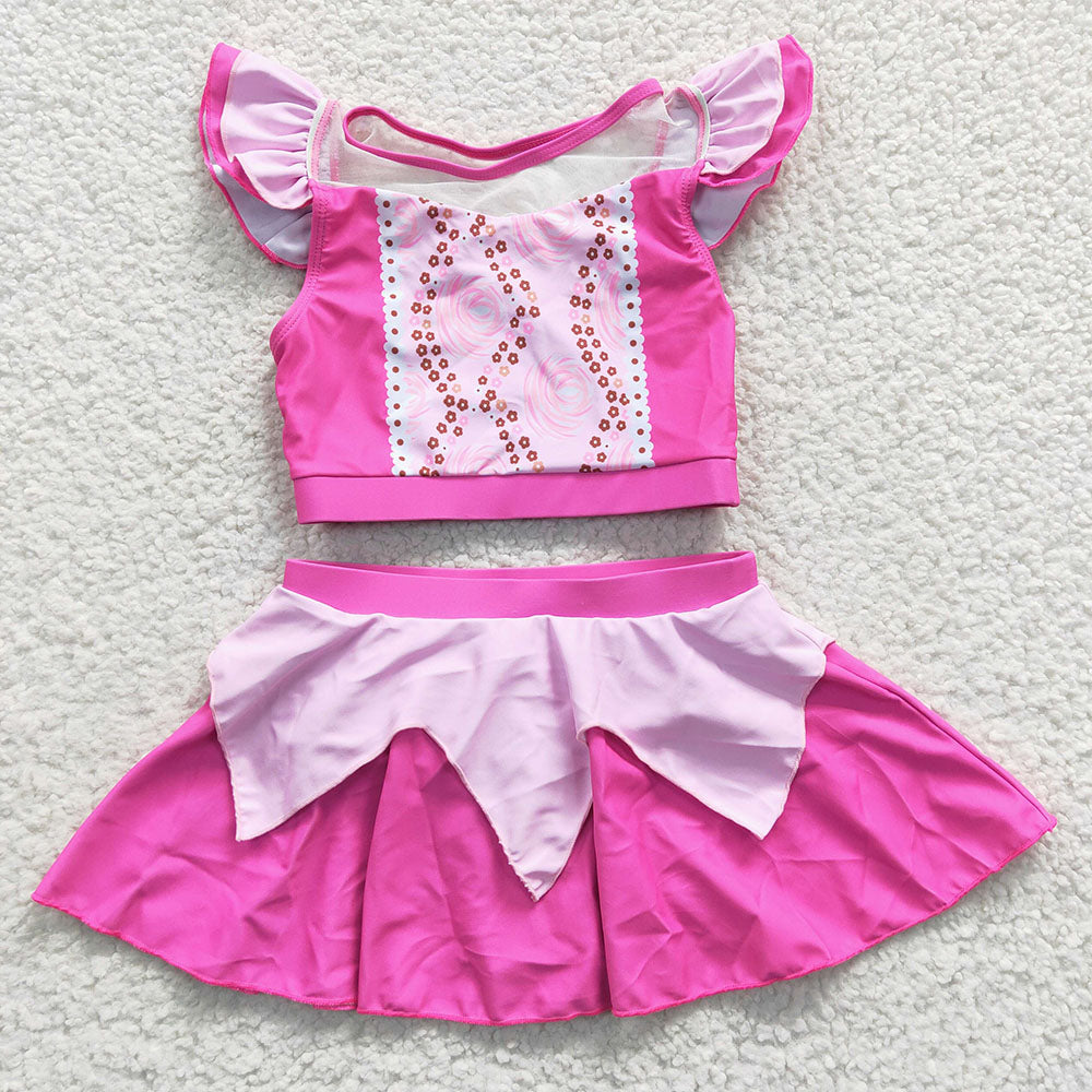 Baby Girl Short Sleeves Princess Sibling Beach Wear Swimsuit