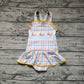 Baby Girl Sleeveless Whales Plaid One Piece Swimsuit