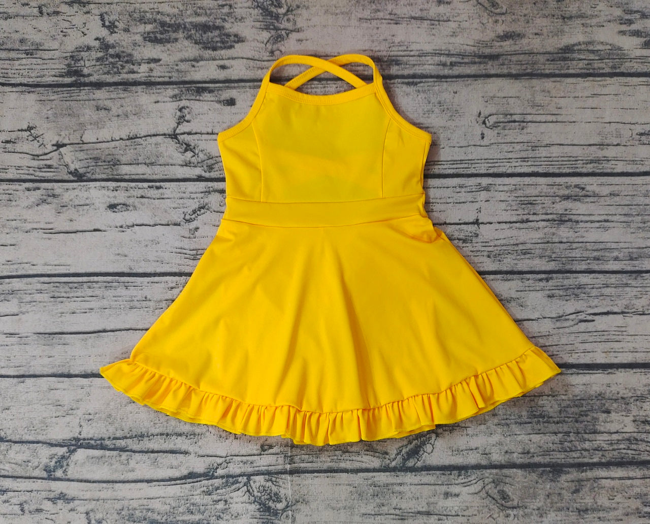 Baby Girl Yellow Yoga Sports With Shorts Dress