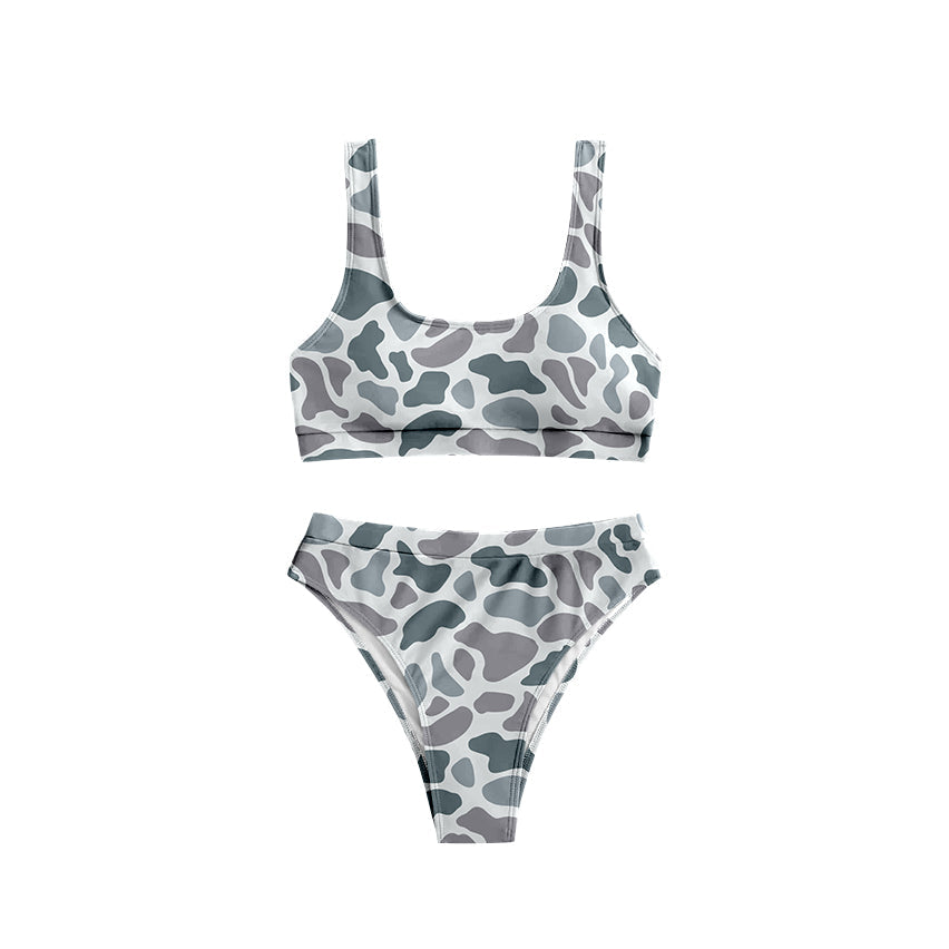Pre-order Adult Women Grey Camo Top Swimsuit Set