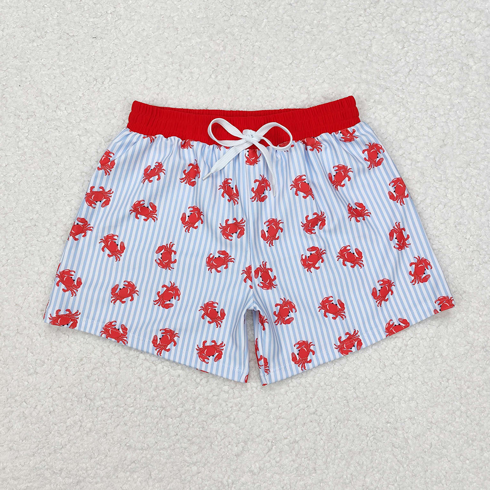 Daddy and Me Baby Boy Adult Summer Crab Stripes Trunks Swimsuit Swimwear