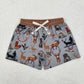 Baby Boy Summer Western Cactus Cows Trunks Sibling Swimsuit RTS