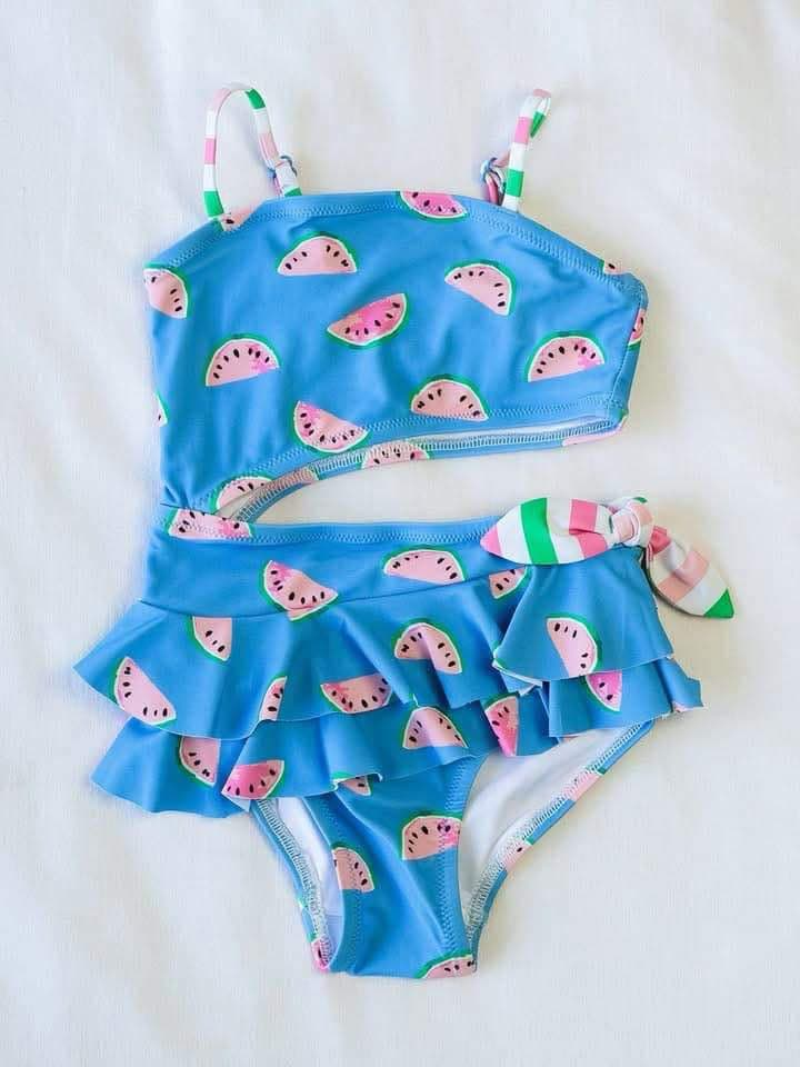 Preorder Baby Girl Straps Watermelon One Piece Ruffle Swimsuit ( Moq 5 )
