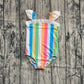 Baby Girl Short Sleeves Colorful Stripes One-piece Swimsuit RTS