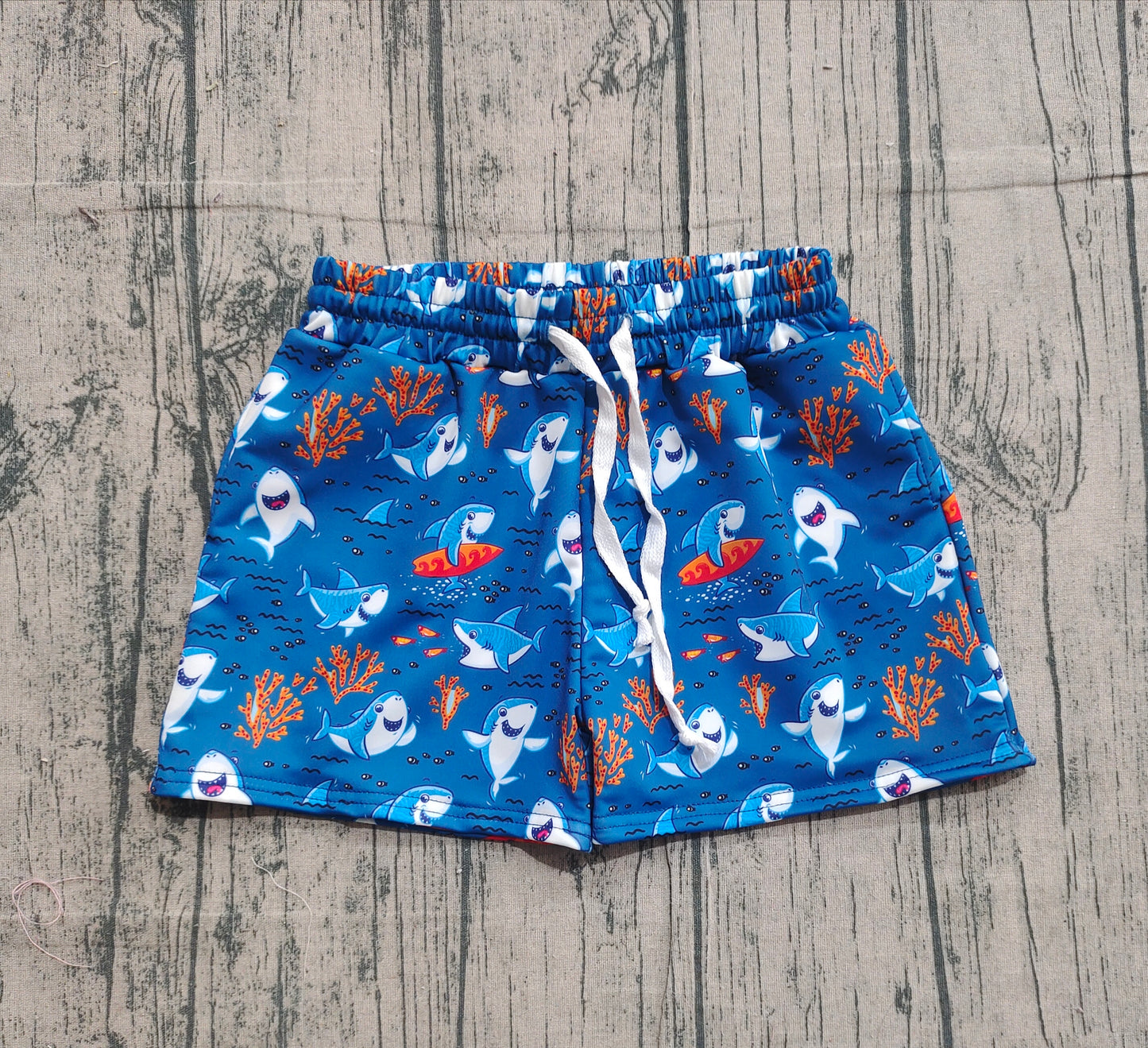 Boys Kids Toddler Sharks Pockets Swim Trunks Shorts Swimwear RTS