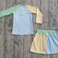 Baby Boys Long Sleeves Zipper Shirt Blue Yellow Shorts Set Swimsuit RTS