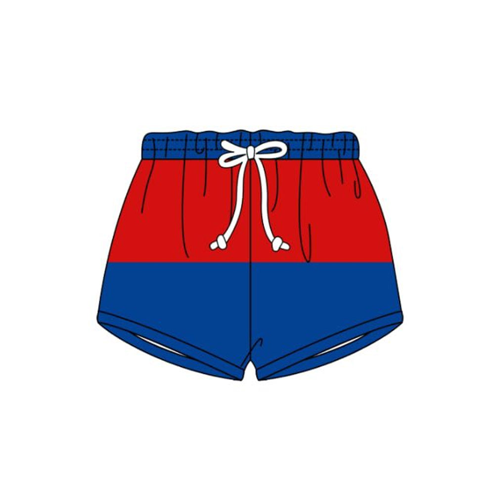 ( Moq 5 ) Preorder Baby Boys Red Blue 4th of July Shorts Swim Trunks