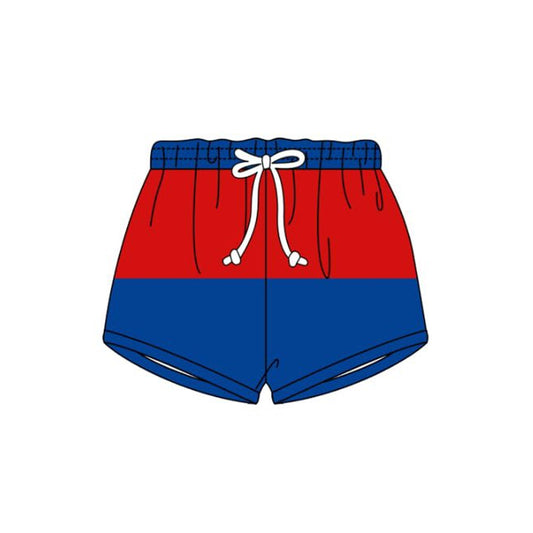 ( Moq 5 ) Preorder Baby Boys Red Blue 4th of July Shorts Swim Trunks