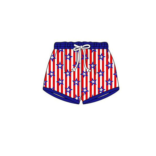 ( Moq 5 ) Preorder Baby Boys Stars Stripes 4th of July Shorts Swim Trunks