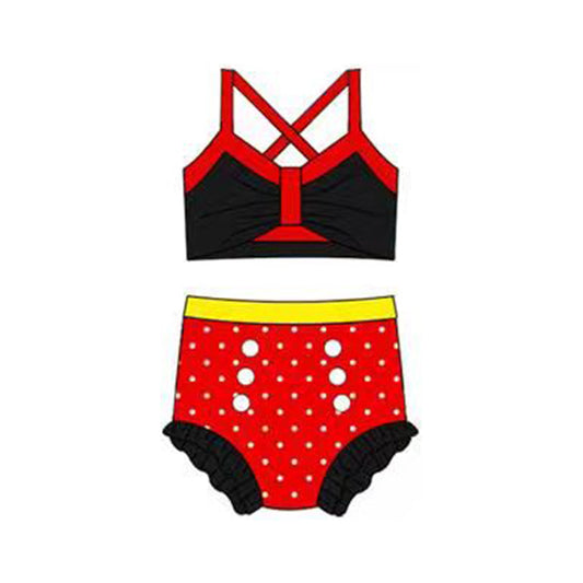 ( Moq 5 ) Preorder Baby Girls Kids Straps Tops Red Bummie Set Swimsuit