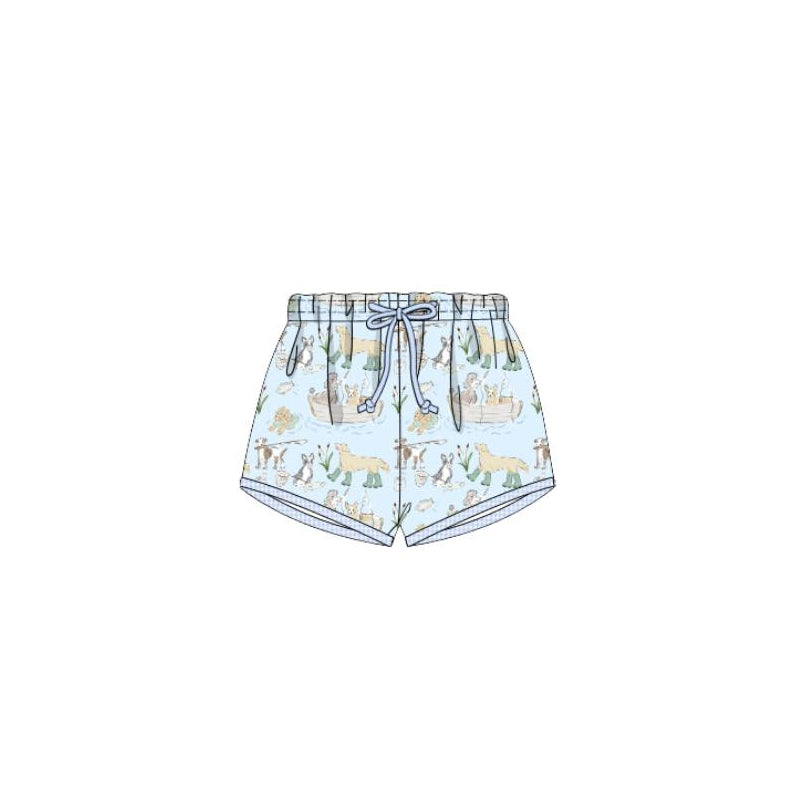 ( Moq 5 ) Preorder Baby Boys Dogs Blue Swim Trunks Summer Clothes Swimwear