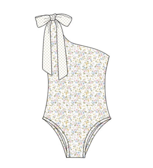 ( Moq 5 ) Preorder Adult Women Floral Bows One-piece Summer Swimsuit