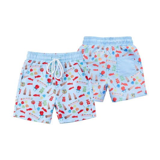 ( Moq 5 ) Preorder Baby Boys Kids Candy Fish Pocket Swim Trunks Blue Shorts Swimwear