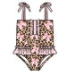 ( Moq 5 ) Preorder Baby Girls Kids Sleeveless Leopard Bows Ruffle Summer One-piece Swimsuit