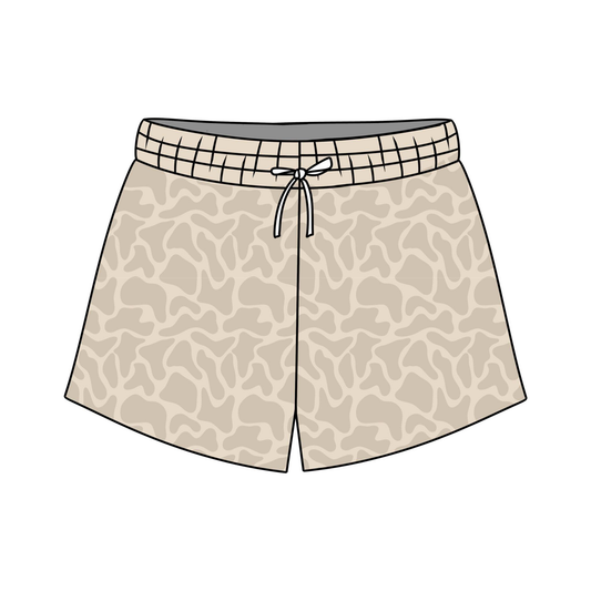 ( Moq 5 ) Preorder Baby Boys Kids Khaki Camo Pockets Swim Trunks Shorts Swimwear
