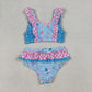 Baby Girls Kids Flower Buttons Ruffle Tops Bummie Shorts Set Swimsuit RTS