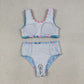 Baby Girls Kids Flower Buttons Ruffle Tops Bummie Shorts Set Swimsuit RTS