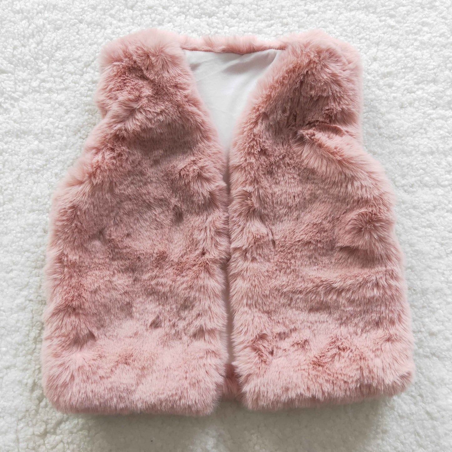 6 A21-14 Baby Girl Pink Vest Overcoat Foux Fur Winter Coat