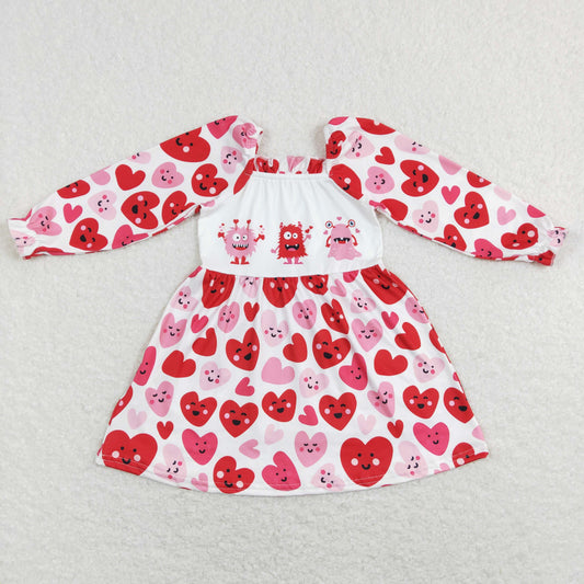 GLD0498 Baby Girl Long Sleeves Valentine's Hearts Dress