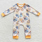 LR0360 Baby Girl Long Sleeves One Piece Dogs Zip Romper