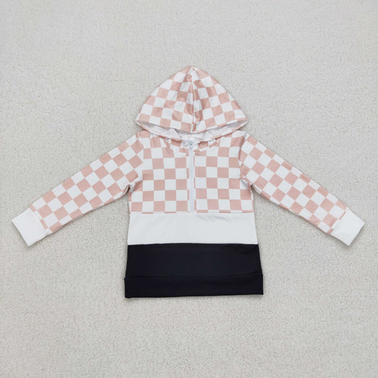 BT0367 Baby Boy Long Sleeves Checkered Hoodie Shirt