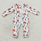 LR0341 Baby Boy Western Cow Horse Long Sleeves Zip One Piece Romper