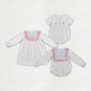 Baby Boy Girl Embroidery Pink Crosses Dots Easter Sibling Romper Dress