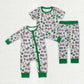 Baby Boy Sibling Mardi Gras Green Romper Pajamas Set