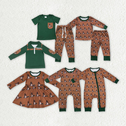 Baby Boy Girl Duck Hunting Sibling Dress Romper Clothes Set