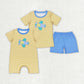 Baby Boy Embroidery Planes Sibling Brother Summer Romper Set