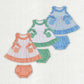 Baby Girl Sleeveless Flower Stripes Pockets Sibling Bummies Set Clothes RTS
